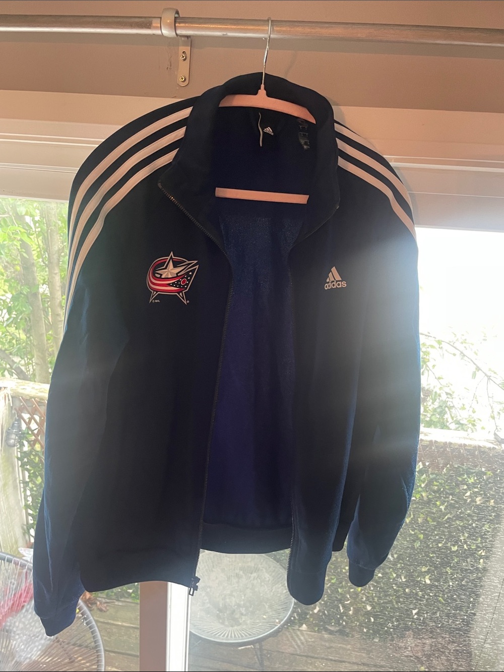 adidas Navy Blue Lightweight Track Jacket with Columbus Logo